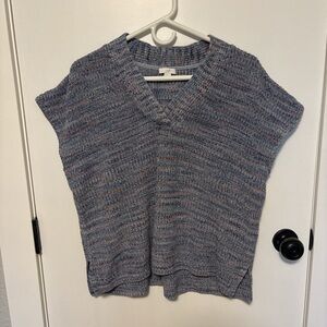J.Jill Blue Marled Artsy Knit Sweater Vest Minimalist Size M